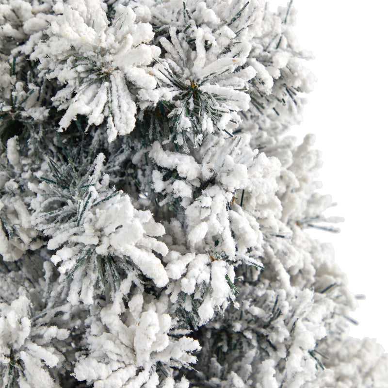 2’ Flocked Artificial Christmas Tree with 30 Clear LED Lights in Burgundy Vase