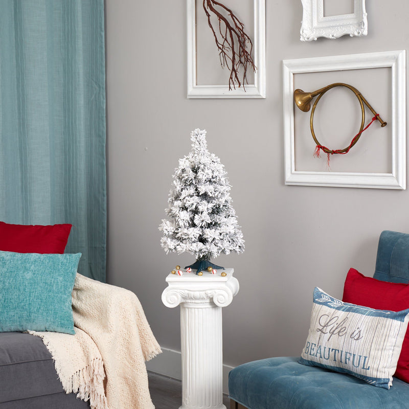 2’ Flocked Artificial Christmas Tree with 30 Clear LED Lights