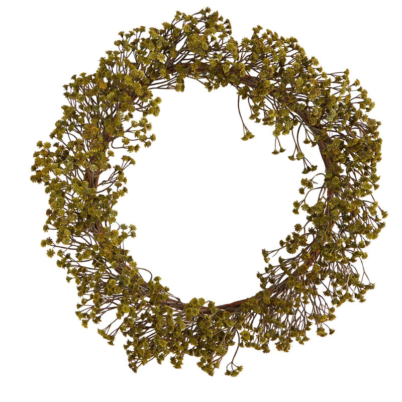 20” Autumn Gypsophila Artificial Wreath by Nearly Natural