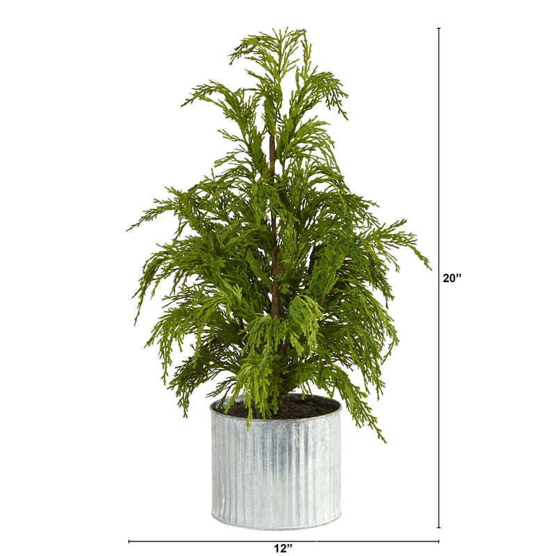 20” Cedar Pine “Natural Look” Artificial Christmas Tree in Decorative Planter
