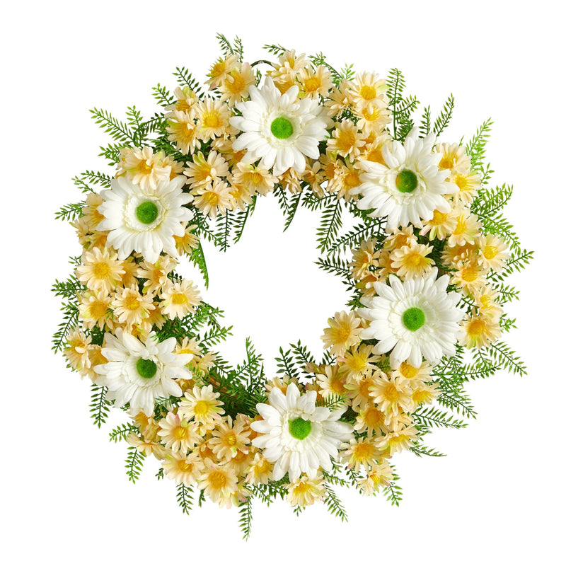 21” Artificial Mixed Daisy Wreath by Nearly Natural