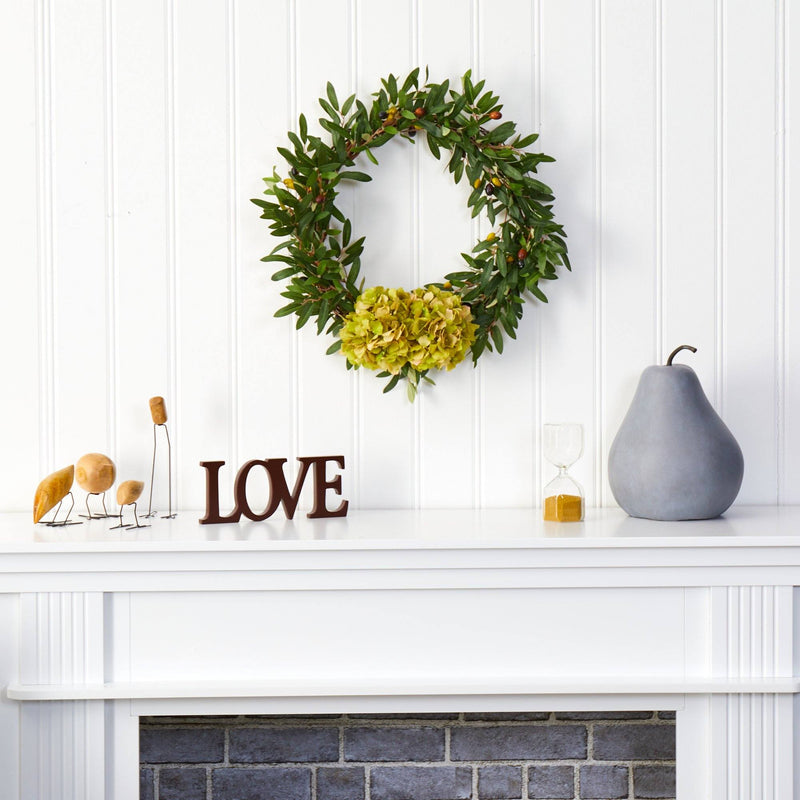 21” Olive with Hydrangea Artificial Wreath