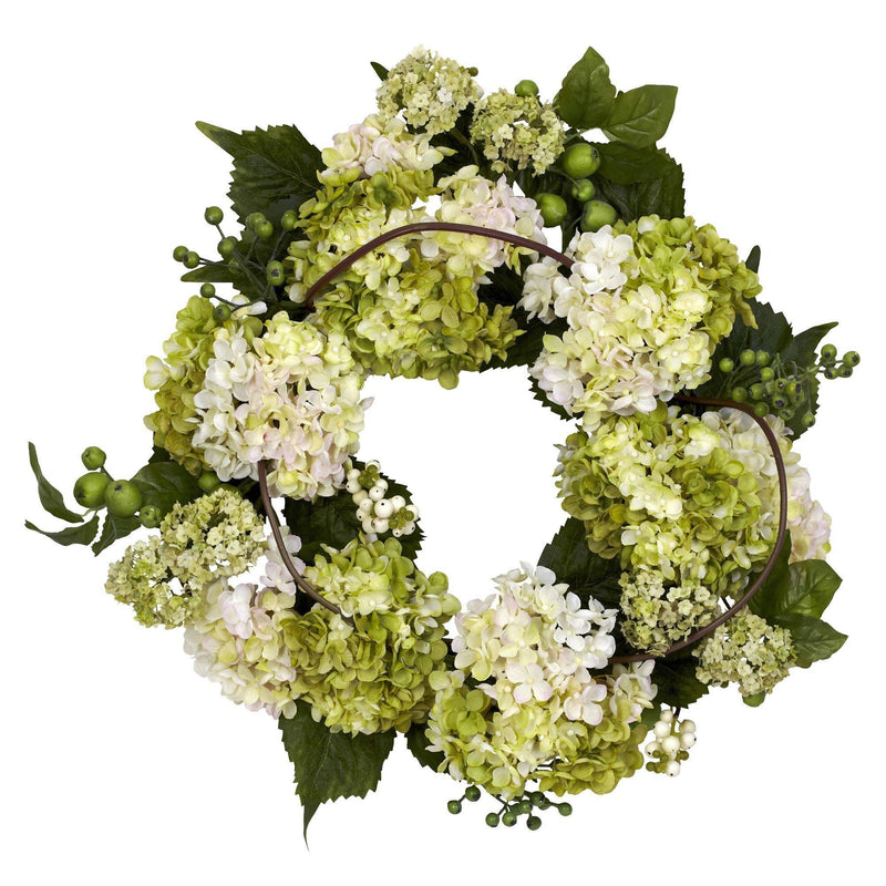 22” Artificial Hydrangea Wreath by Nearly Natural
