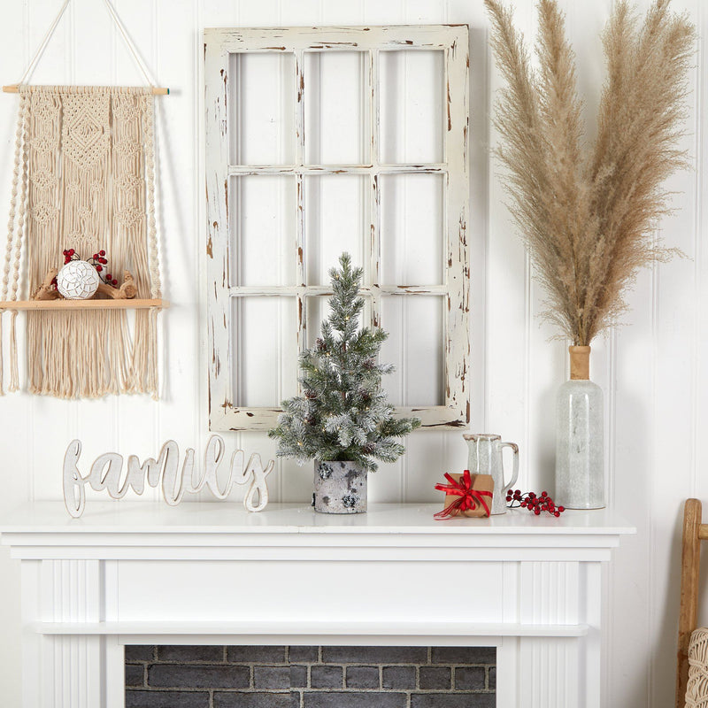 24” Flocked Artificial Christmas Tree in Decorative Birch Bark Planter