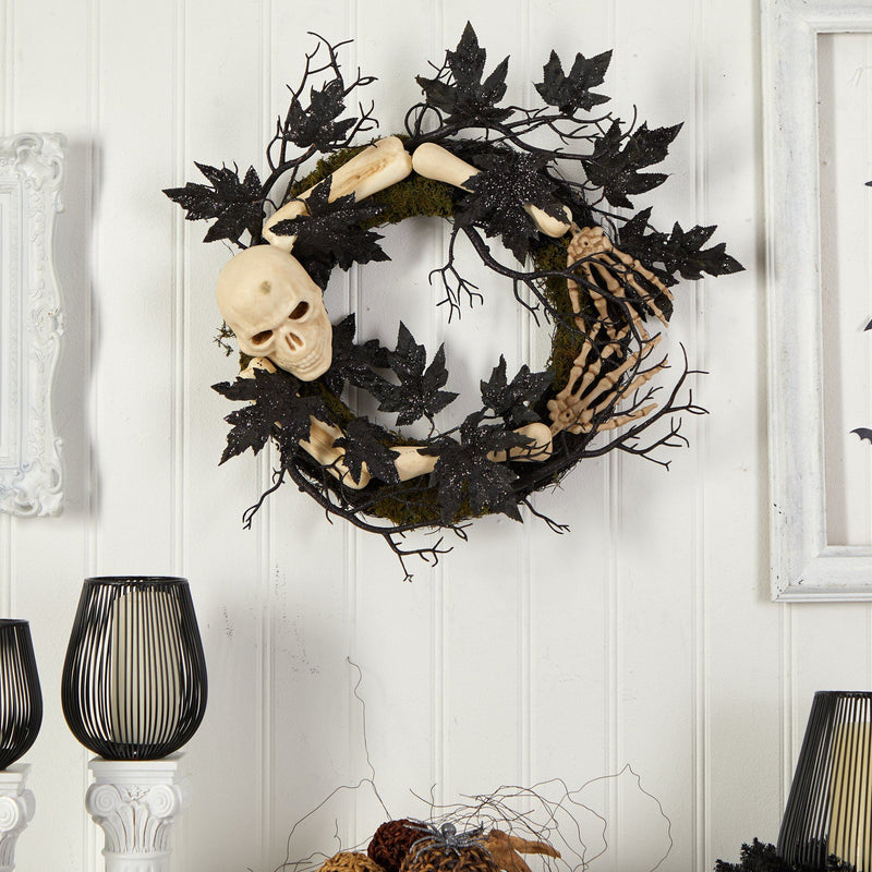 24" Halloween Skull and Bones Wreath