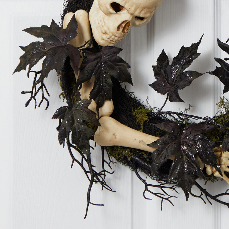 24" Halloween Skull and Bones Wreath