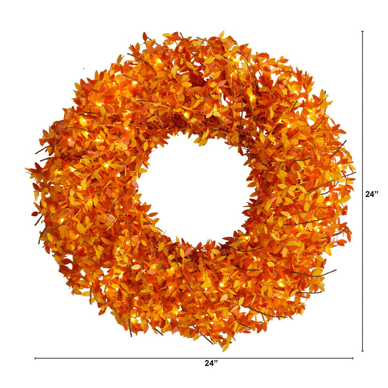 24” Harvest Fall Pre-Lit Wreath with 100 Micro Dot LED lightss