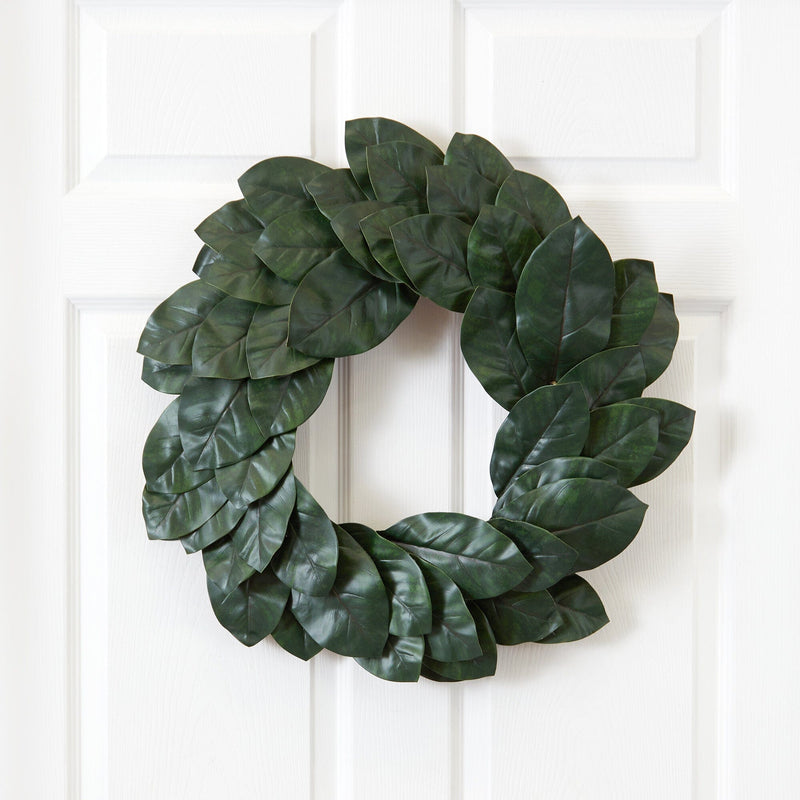 24” Magnolia Leaf Wreath by Nearly Natural