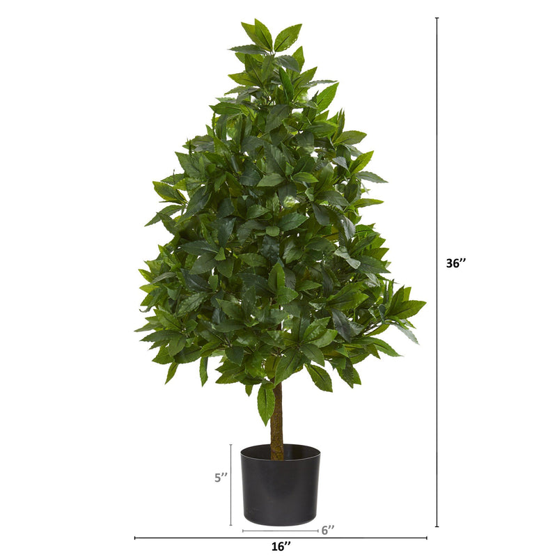3’ Artificial Sweet Bay Cone Topiary Tree by Nearly Natural