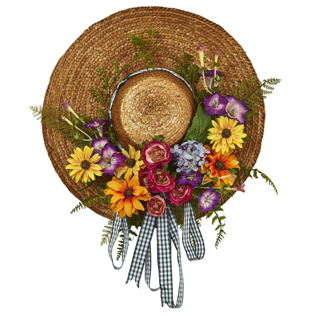 Mixed Flower Hat Wreath by Nearly Natural