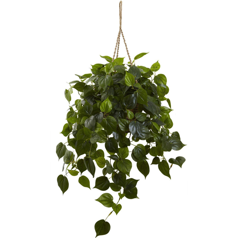 Philodendron Hanging Basket UV Resistant (Indoor/Outdoor) by Nearly Natural