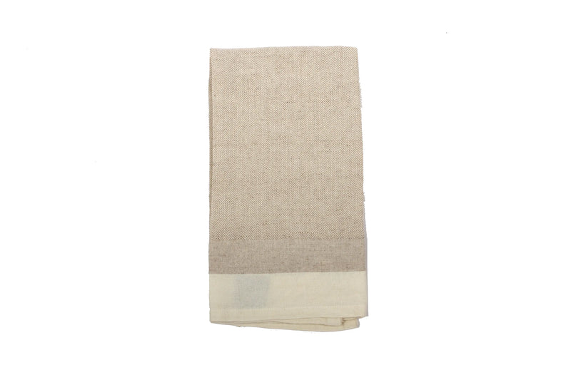 Tea Towel Taupe Herringbone - Single