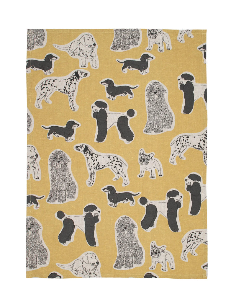 Tea Towel Set of 2 Dog Print - Yellow Sunset
