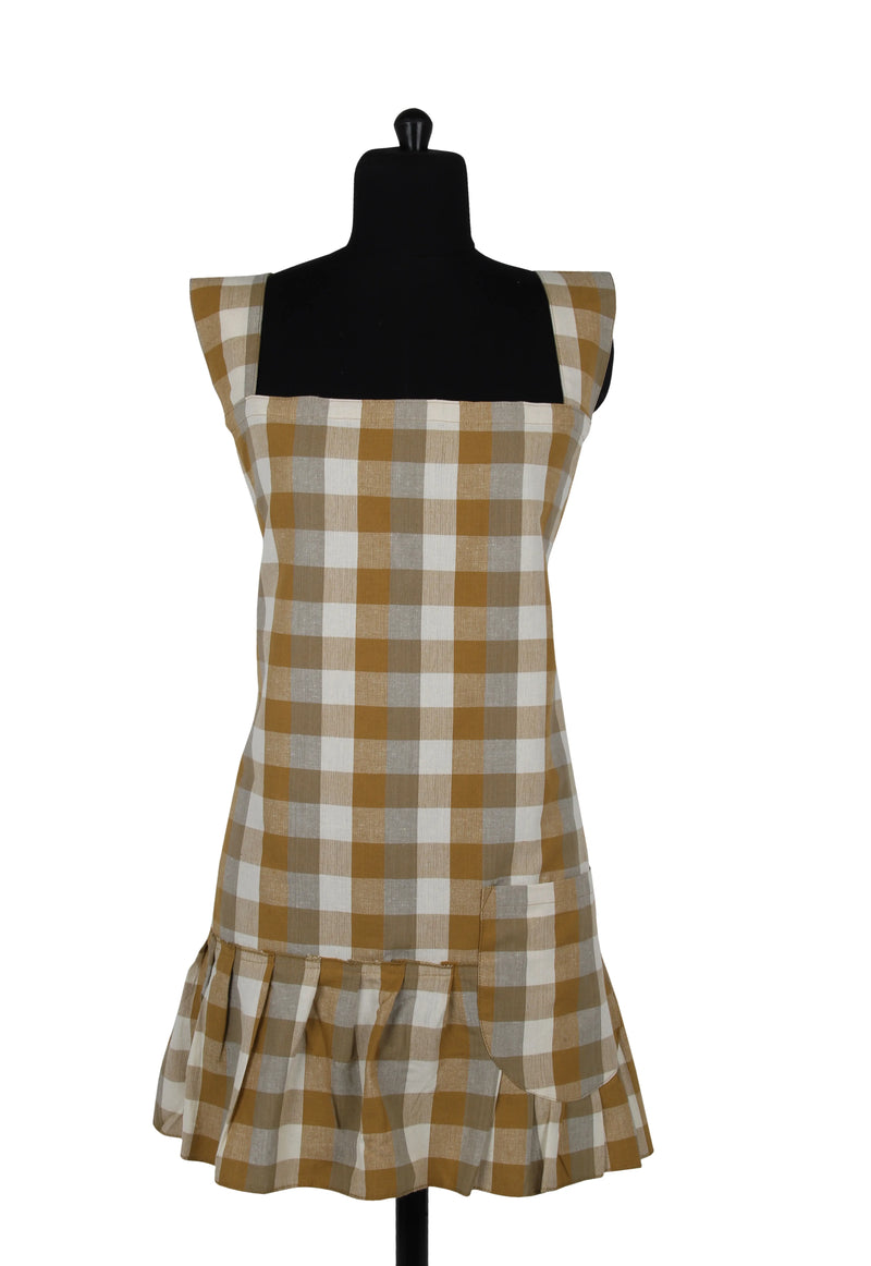 Apron Double Check Pinafore Yellow Sunset
