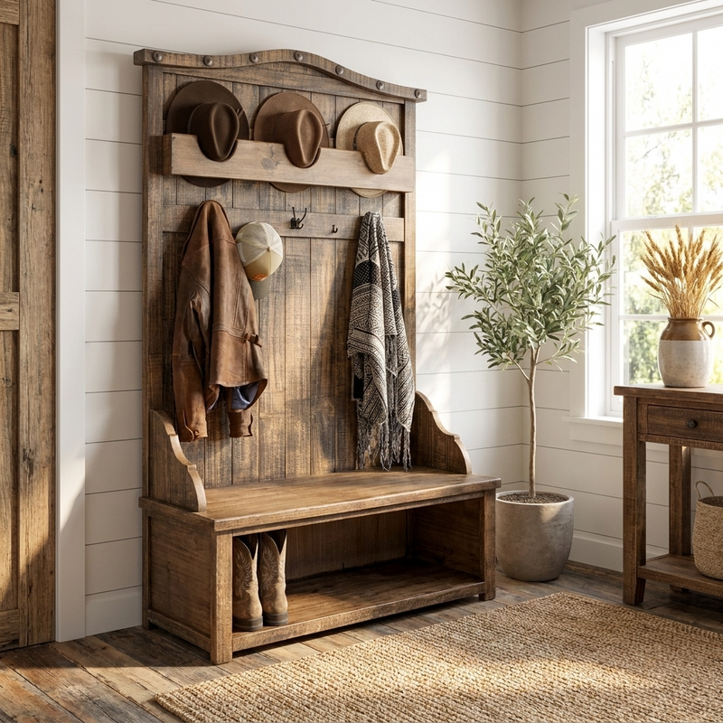 Ranch Rustic Hall Tree