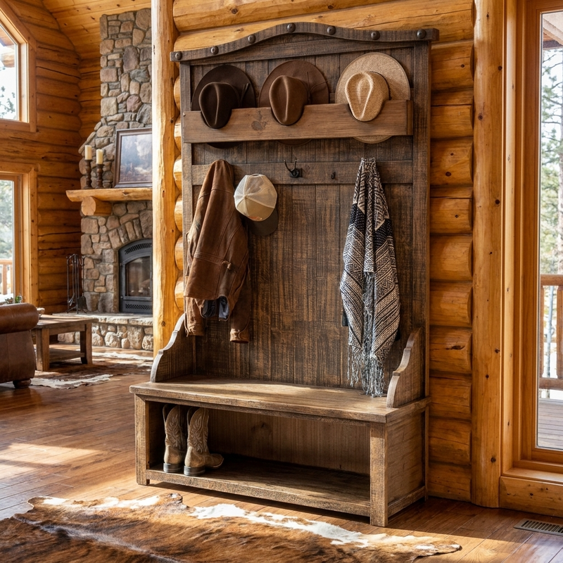 Ranch Rustic Hall Tree