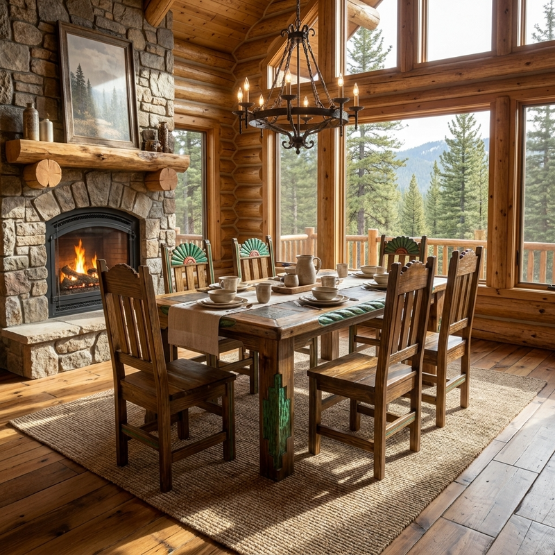 Southwest 6' Dining Table and 6 Southwest Chairs