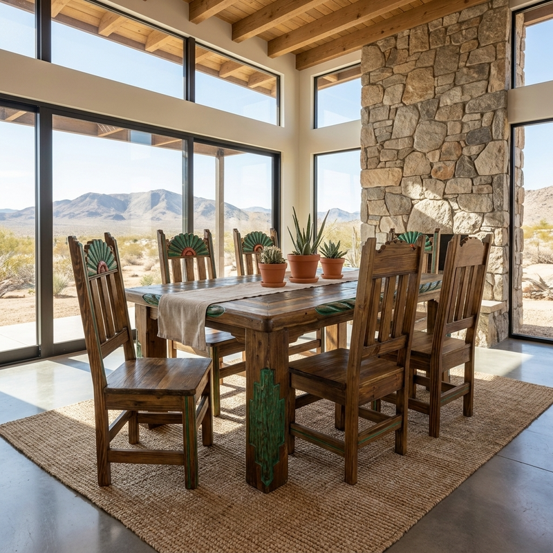 Southwest 6' Dining Table and 6 Southwest Chairs