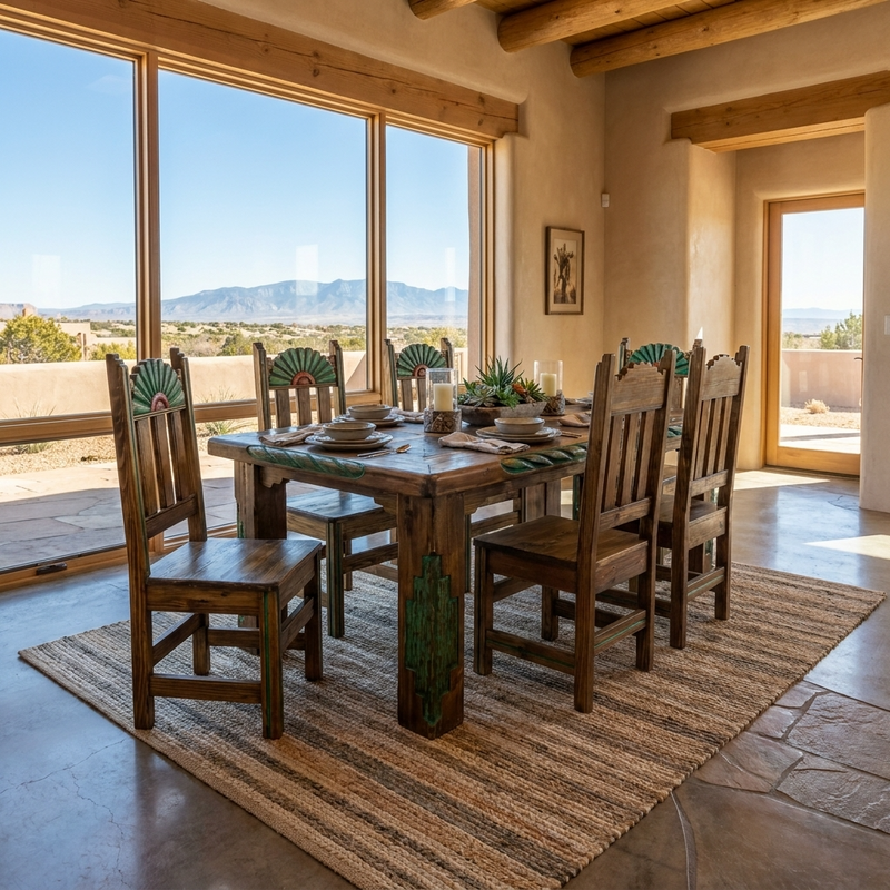 Southwest 6' Dining Table and 6 Southwest Chairs