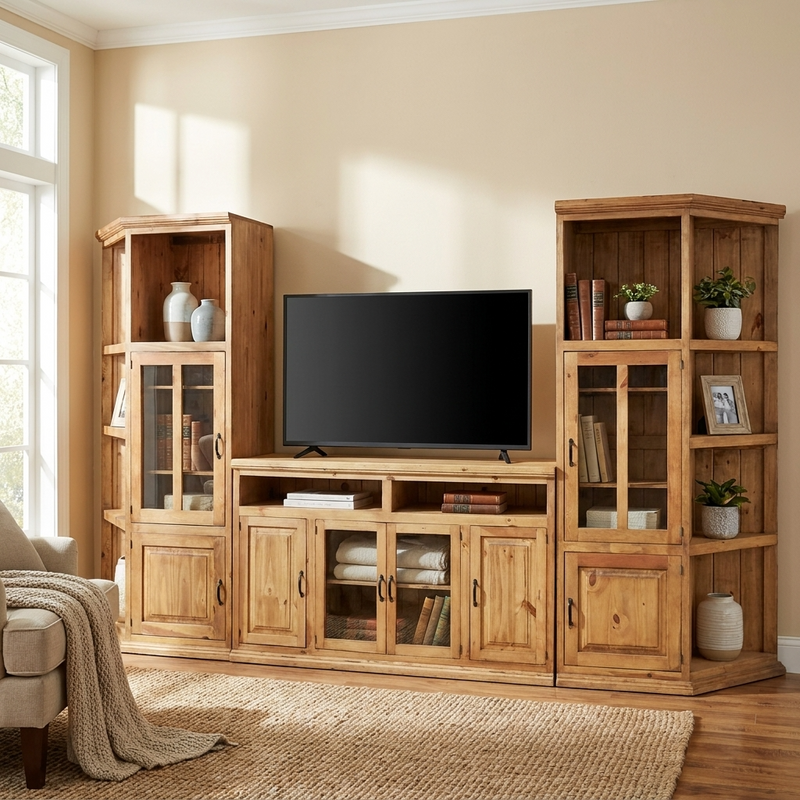 Santa Cruz Rustic Entertainment Center 3 Pcs