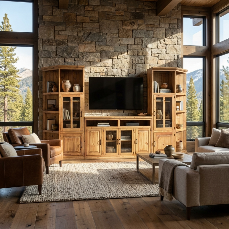 Santa Cruz Rustic Entertainment Center 3 Pcs
