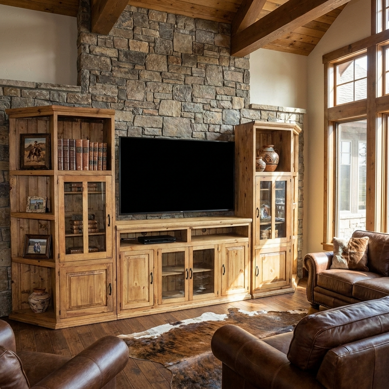 Santa Cruz Rustic Entertainment Center 3 Pcs