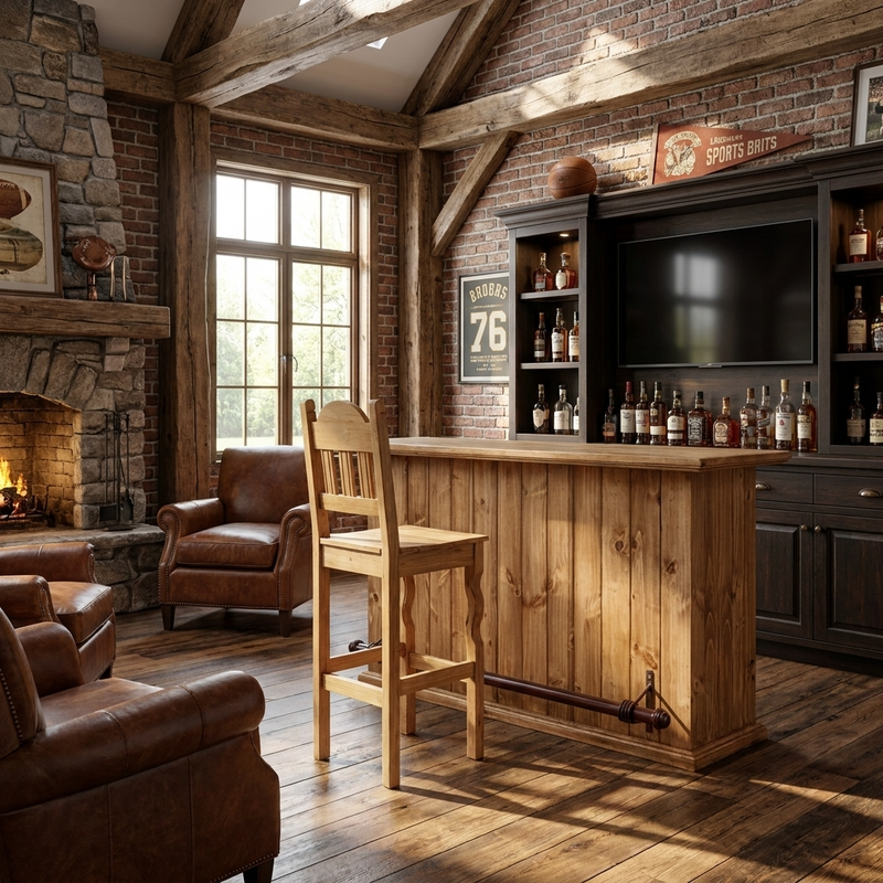 Wayfair Rustic Bar Rustic Pine Bar | Wine Rack & Glass Rails | 72.5