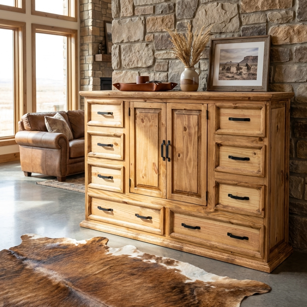 pine dresser Antique English Dresser, Two over Three Patina Maison lightly distressed finish 6 Drawer Log Dresser -