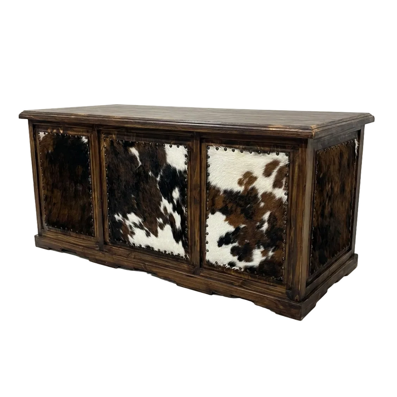 Taos Executive Western Desk with Cowhide in Dark Wax