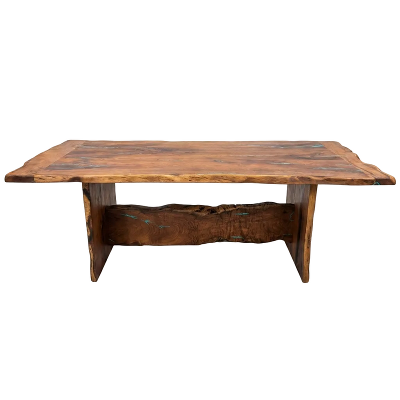 Mesquite 7' Dining Table with Faux Turquoise Inlay