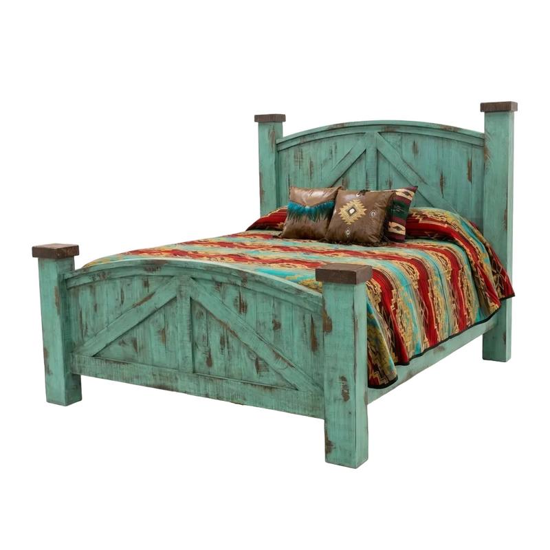 Barn Rustic Bed in Oldie Turquoise (Only Bed)