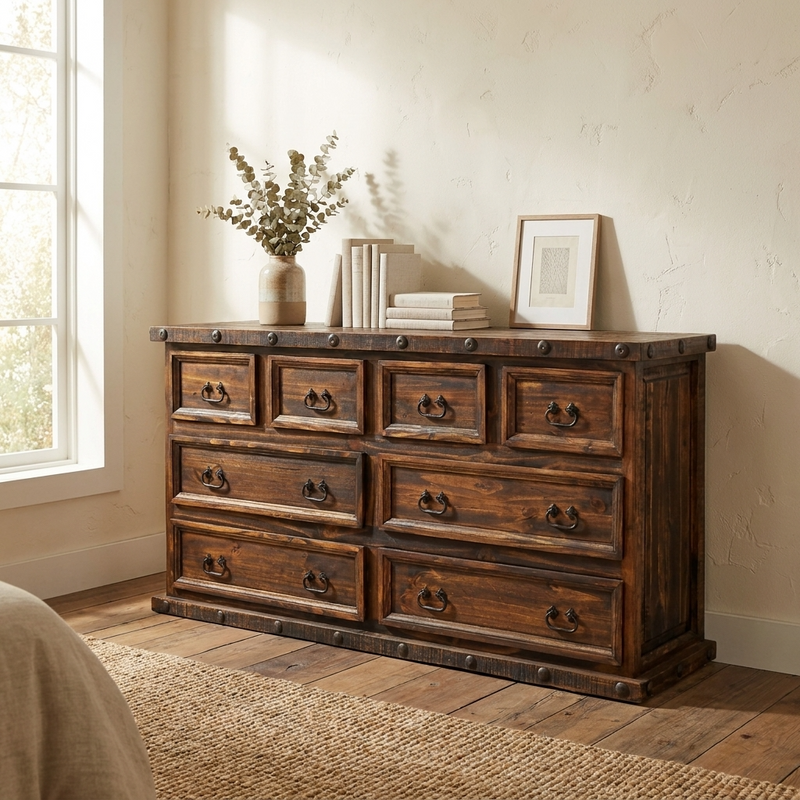 Oasis 8 Drawers Rustic Dresser