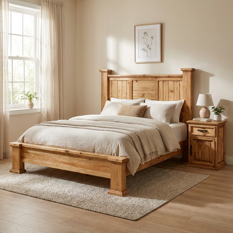 Hacienda Rustic Bed Low footboard | Solid Pine Wood