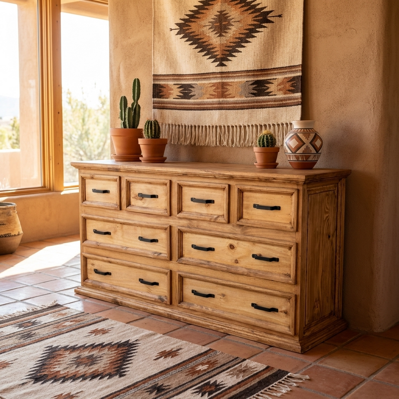 Traditional 8  Drawers Rustic Dresser