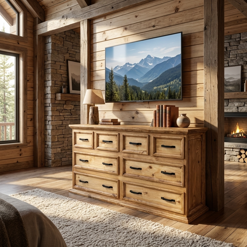 Traditional 8  Drawers Rustic Dresser