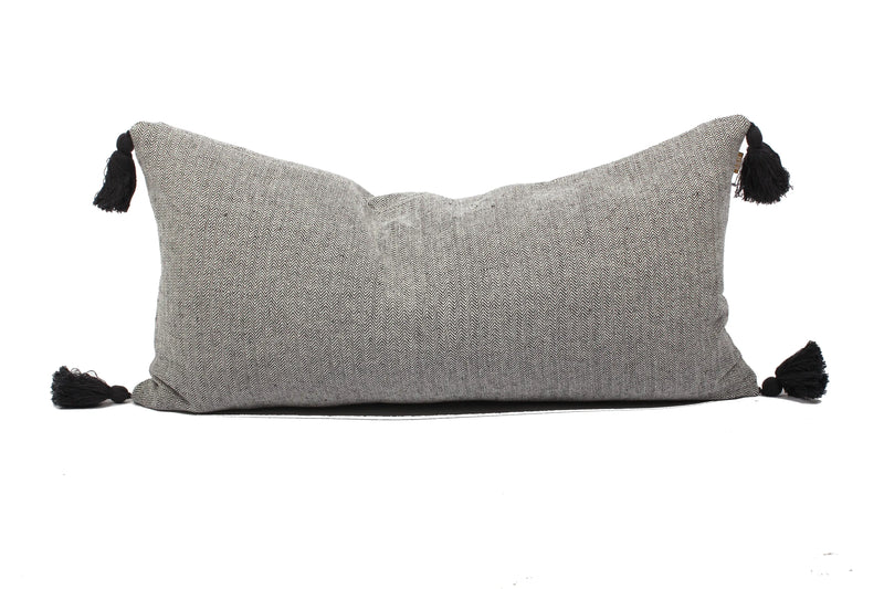 Pillow (Lumbar) Dark Slate Herringbone 24"L