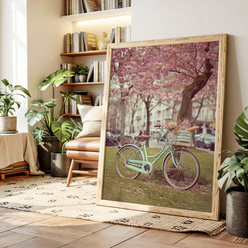Bicycle Beneath Blossoming Canopy
