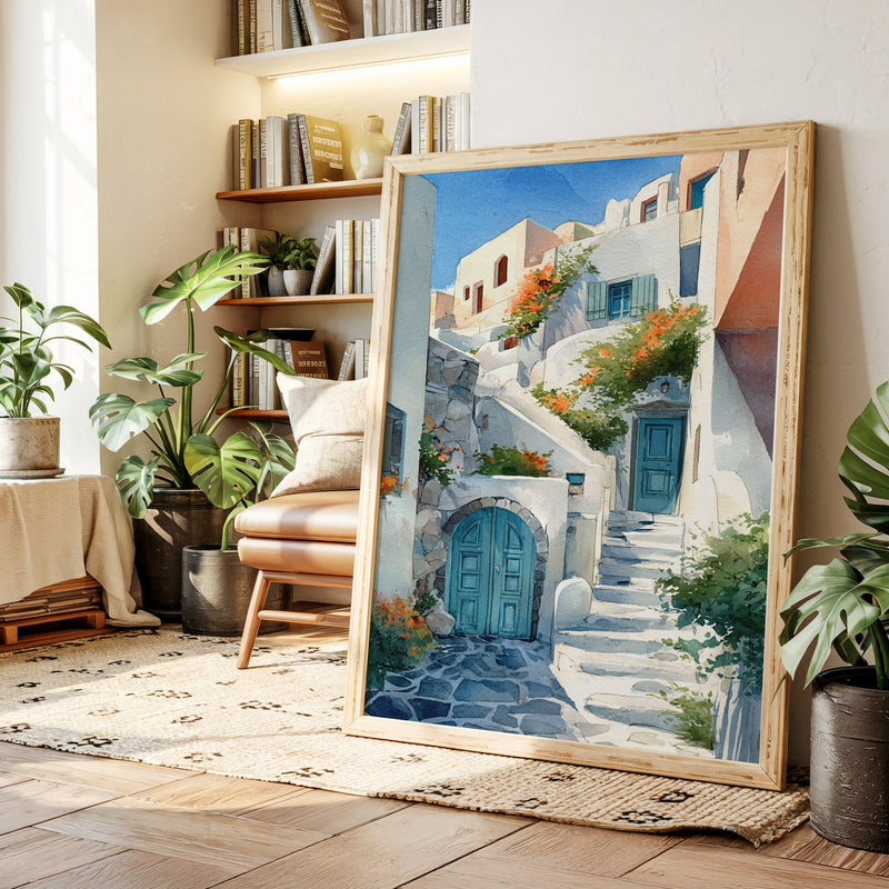 Steps Through Sunlit Bougainvillea