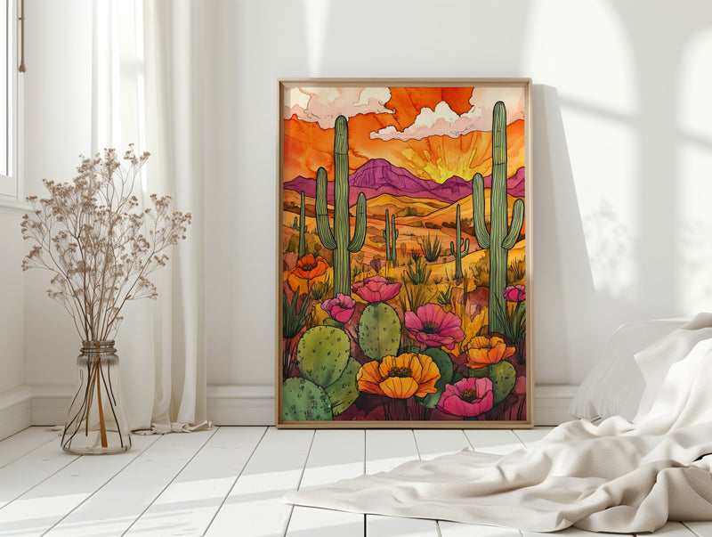 Sunset Over Desert Blooms