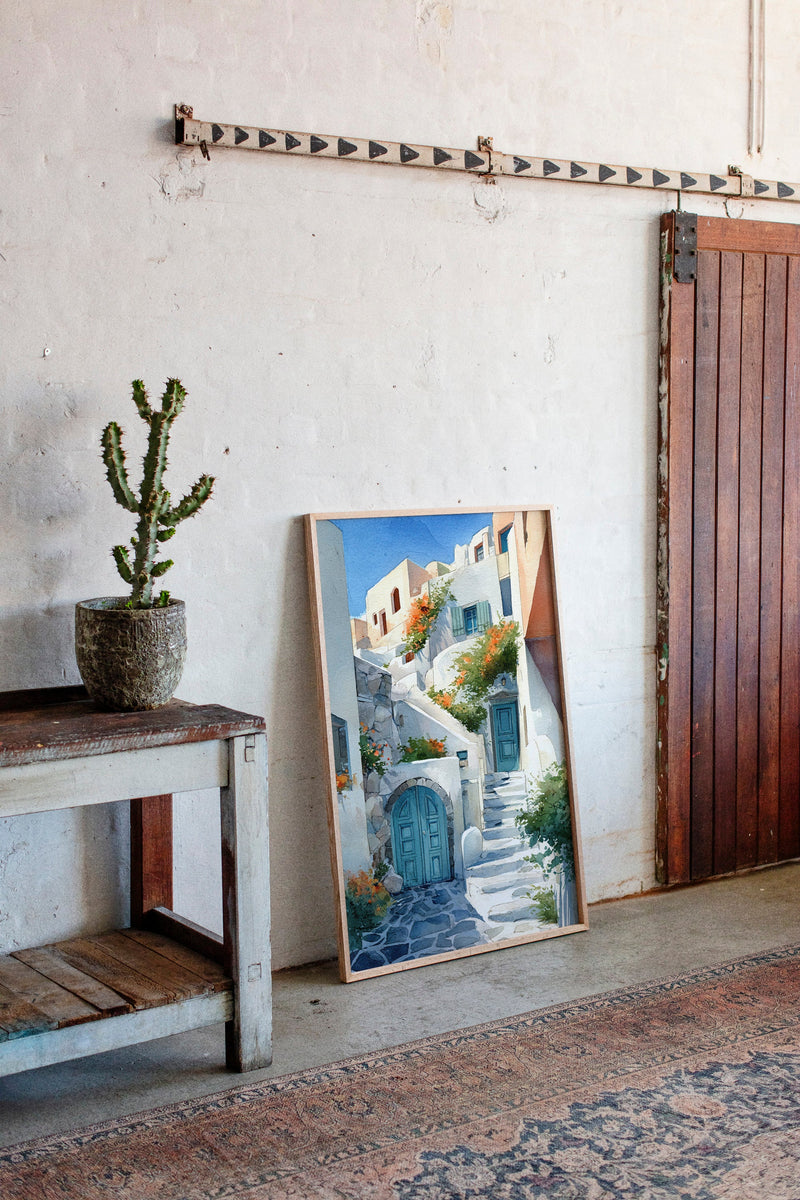 Steps Through Sunlit Bougainvillea