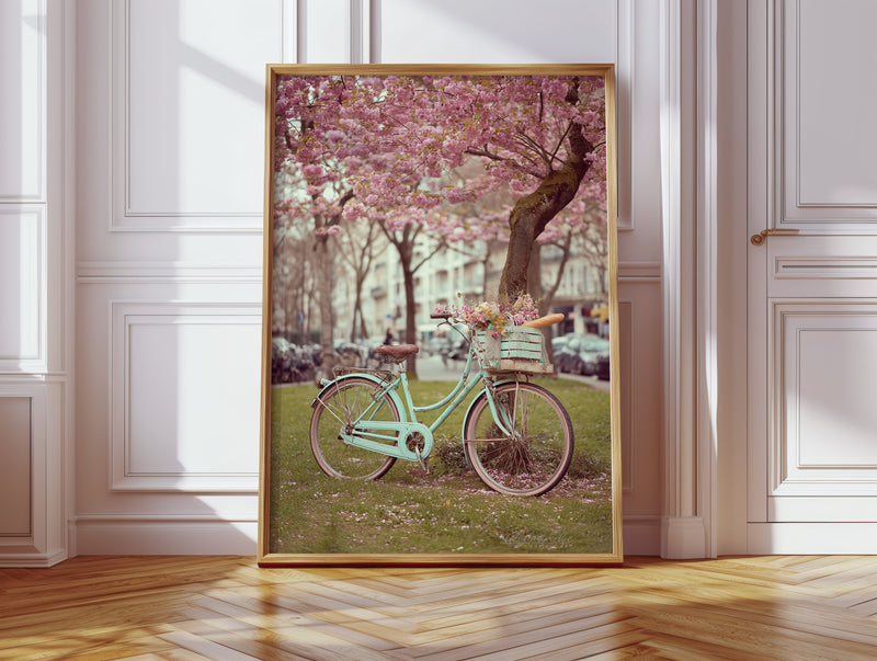 Bicycle Beneath Blossoming Canopy