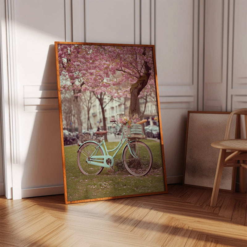 Bicycle Beneath Blossoming Canopy