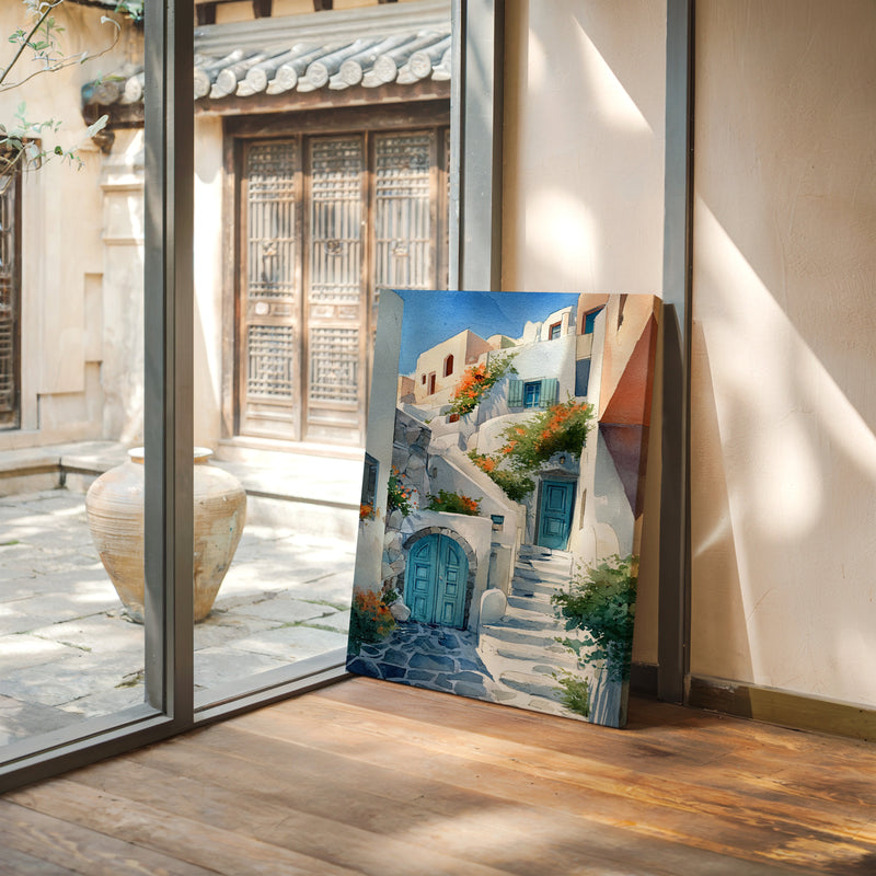 Steps Through Sunlit Bougainvillea