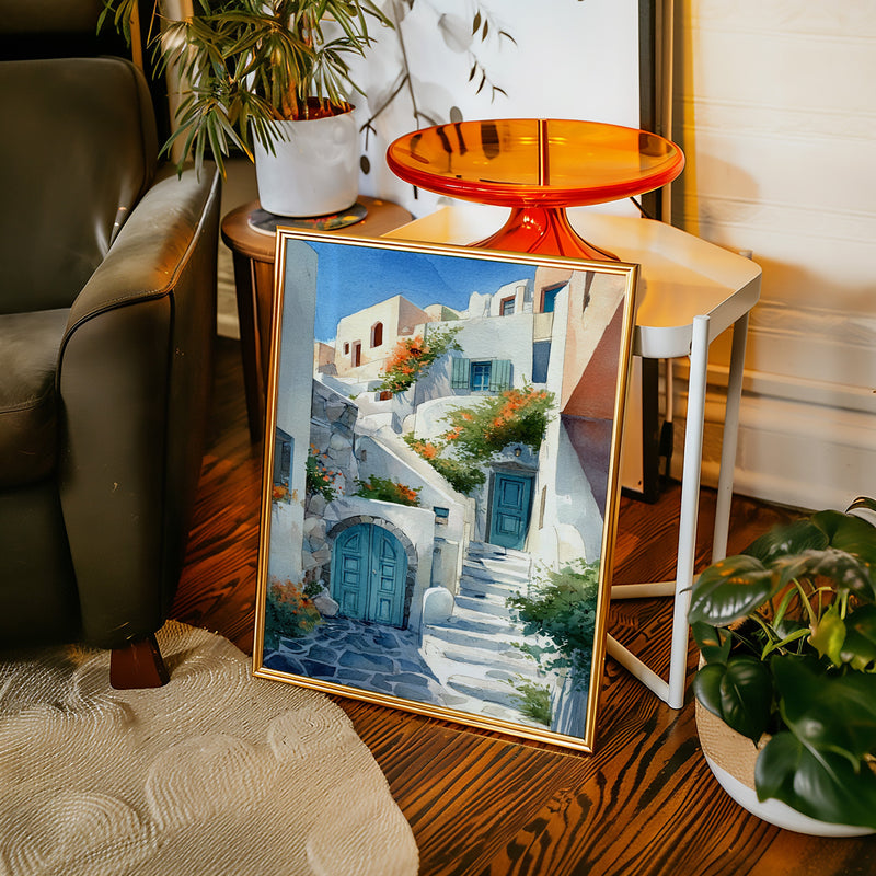 Steps Through Sunlit Bougainvillea