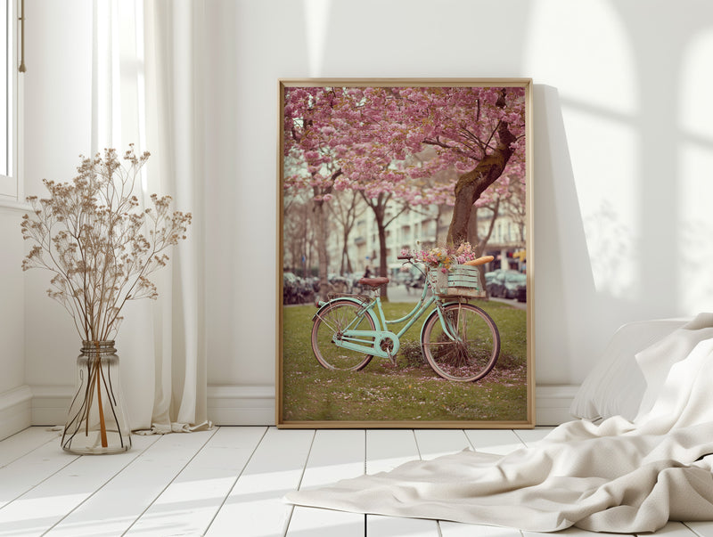 Bicycle Beneath Blossoming Canopy