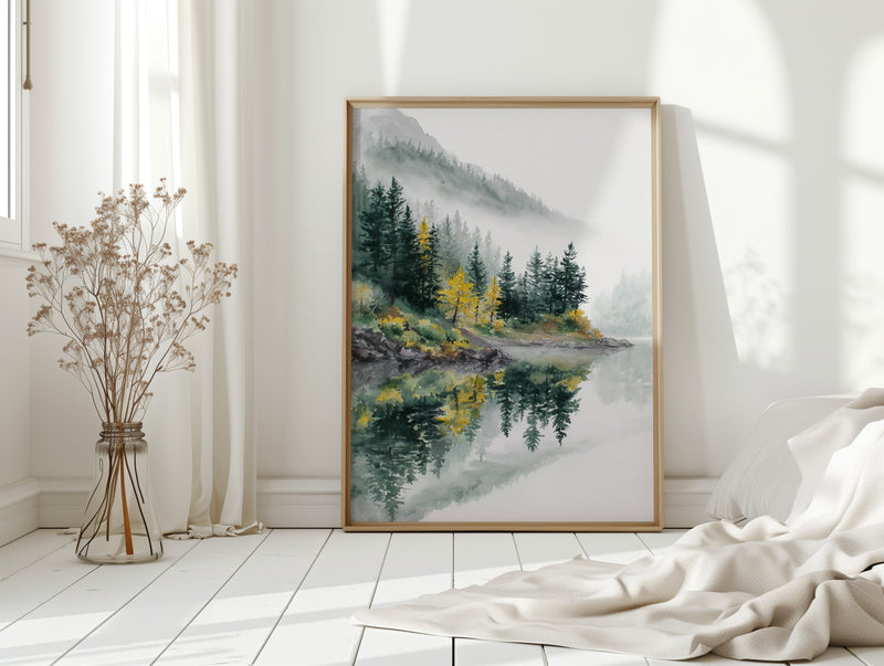 Autumn's Embrace on Still Waters