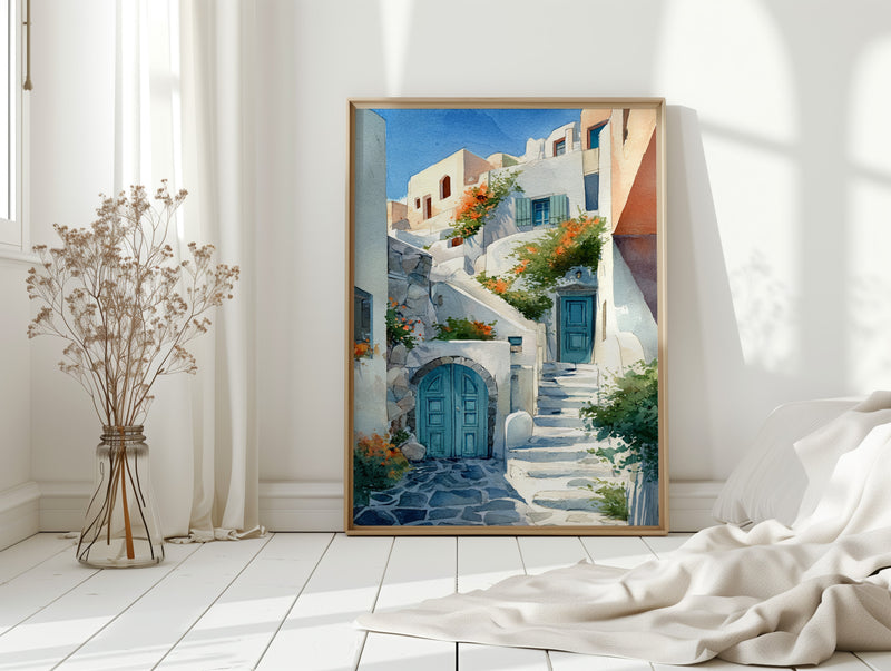 Steps Through Sunlit Bougainvillea