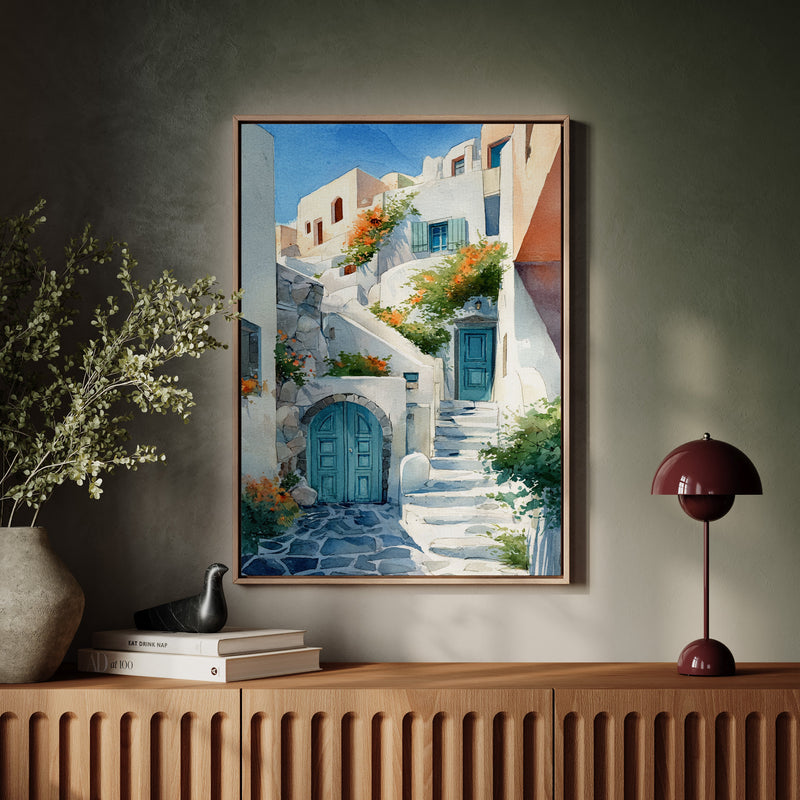 Steps Through Sunlit Bougainvillea