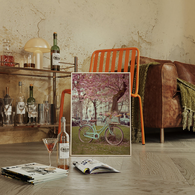 Bicycle Beneath Blossoming Canopy