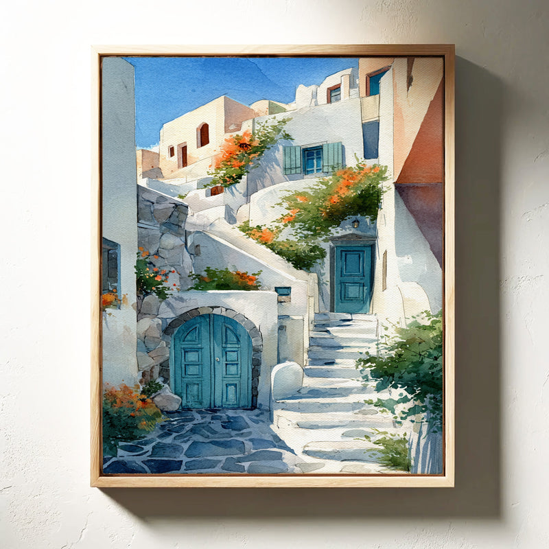 Steps Through Sunlit Bougainvillea